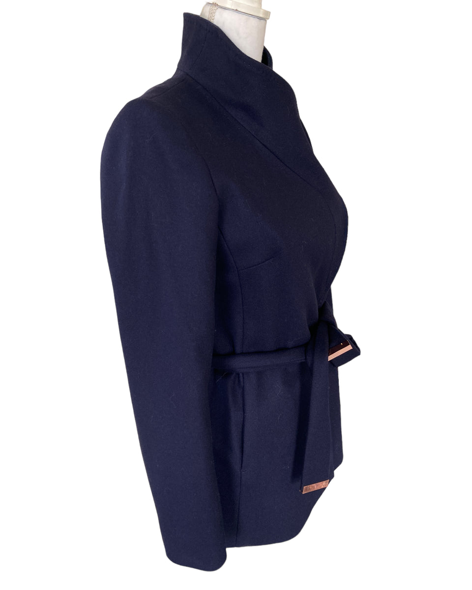 Ted Baker Navy Short Wrap Coat, S – Second Serve Resale