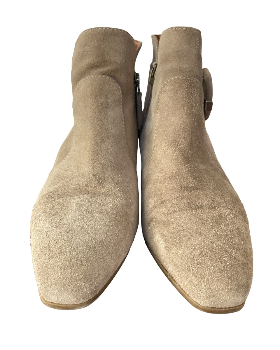 Aquatalia Fiamma Suede Tan Bootie, – Second Serve Resale