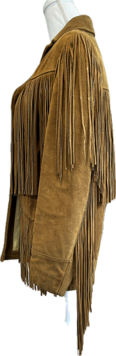 Vintage Schott Rancher Brown Fringe Suede Leather Coat, 12