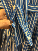 Load image into Gallery viewer, Platou Blue Striped Dress and Belt, with Tags, XS
