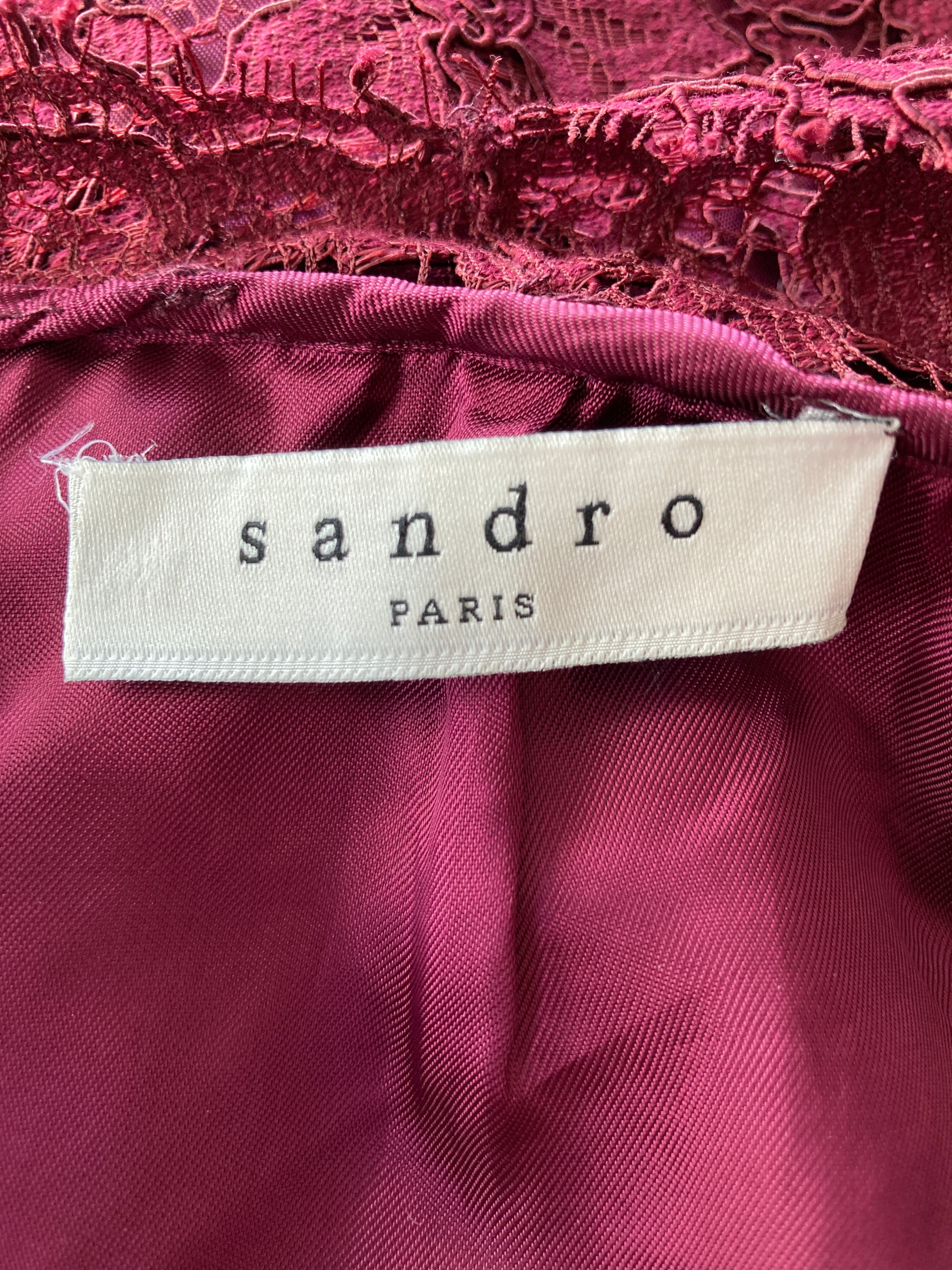 Sandro "Romie" Bordeaux Lace Cocktail Dress, S
