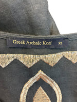Load image into Gallery viewer, Greek Archaic Kori Black Feather Embroidered Mini Dress, XS
