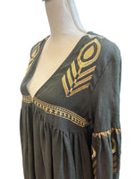 Load image into Gallery viewer, Greek Archaic Kori Black Feather Embroidered Mini Dress, XS
