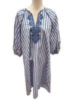 Load image into Gallery viewer, J. McLaughlin Zelena Blue Stripe Cotton Dress with Tags, XS
