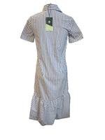 Load image into Gallery viewer, Tuckernuck Blue and White Martine Bubble Striped Button Up Maxi Dress, XXS
