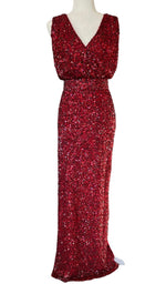 Load image into Gallery viewer, St. John Couture Red Beaded Evening Gown, 4
