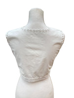 Load image into Gallery viewer, Vintage White "Crop Top" with Eyelet Trim S/M
