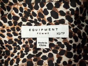 Equipment Animal Print Silk Shirt, XS