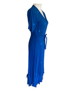 Load image into Gallery viewer, Tikinistika Royal Blue Crocus Wrap Dress, XS
