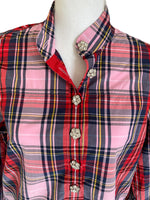 Load image into Gallery viewer, J. Crew Black Label Plaid Holiday Shirt with Rhinestone Placket, 4
