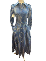 Load image into Gallery viewer, Platou Blue Striped Dress and Belt, with Tags, XS
