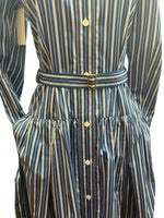 Load image into Gallery viewer, Platou Blue Striped Dress and Belt, with Tags, XS

