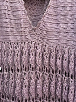Load image into Gallery viewer, Lilac Crocheted 1970s Maxi dress, S
