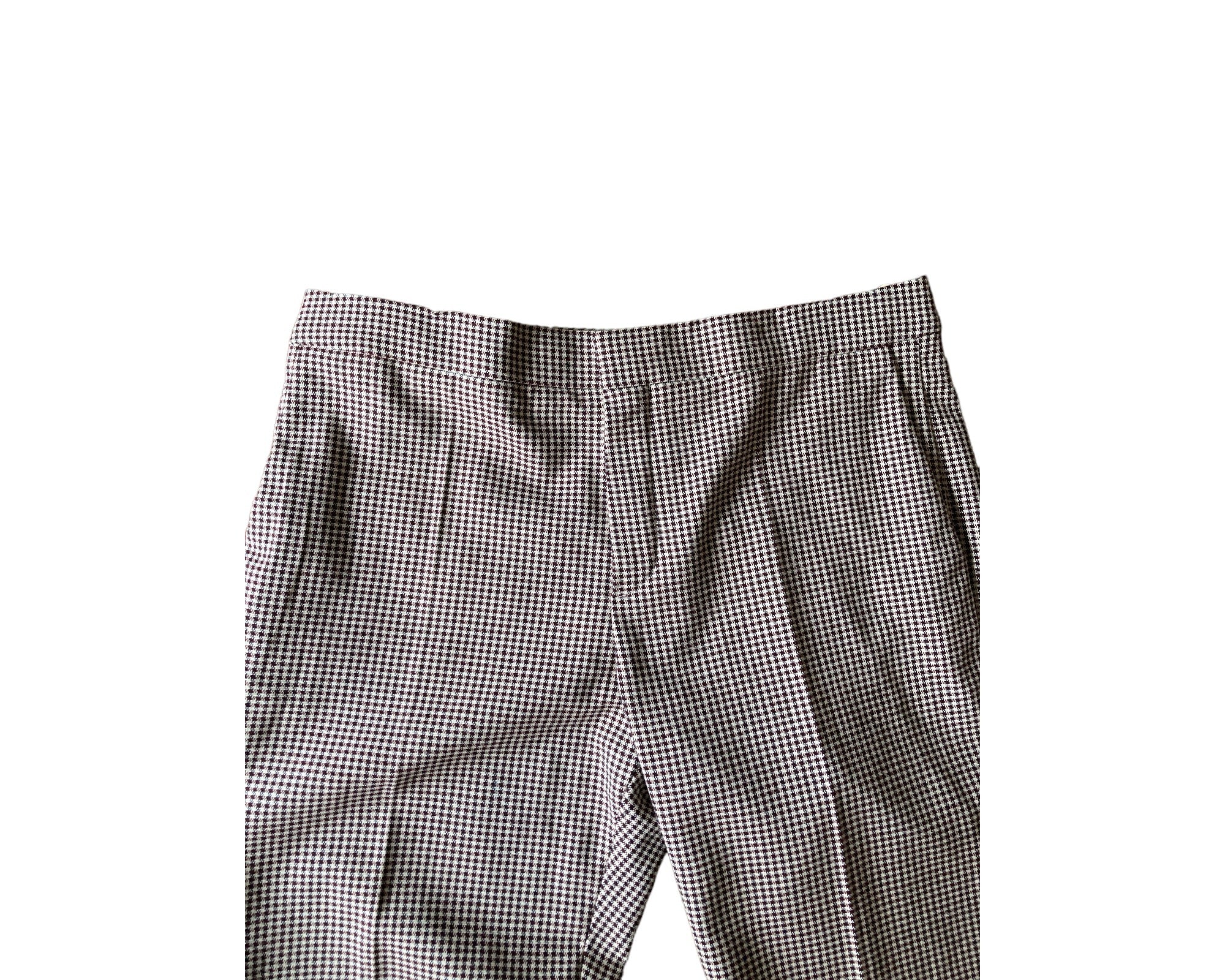 Chloé Burgandy and White Houndstooth Trousers, 40