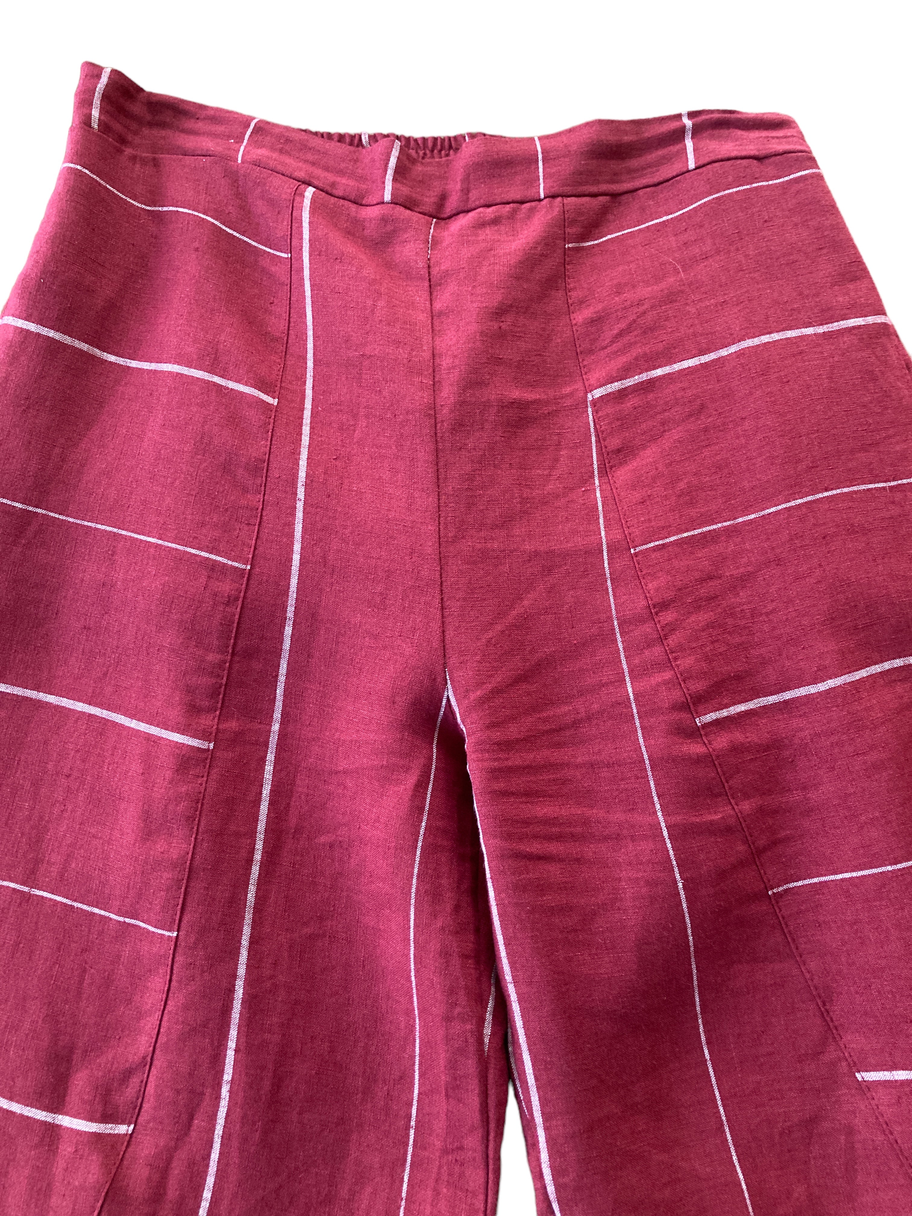 Inizio Red with White Stripes Linen Pants, M