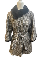 Load image into Gallery viewer, Armani Collezioni Vintage Houndstooth Coat with Rabbit Fur, 4
