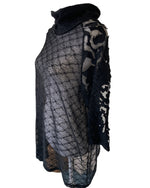 Load image into Gallery viewer, Lili Butler Black Cowl Neck Sheer Tunic, S/M
