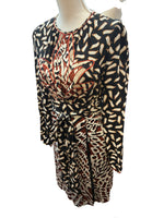 Load image into Gallery viewer, Diane von Furstenburg Brown and Black Print Wrap Dress, 6
