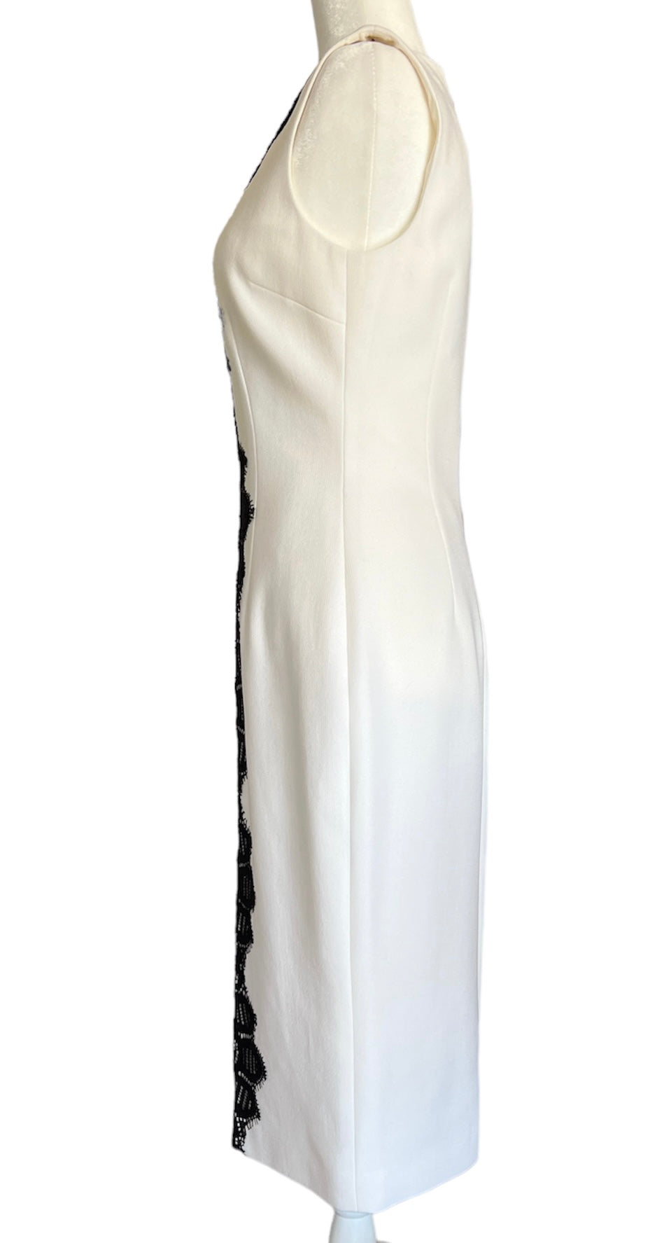 Lela Rose Ivory Sheath with Black Detail Dress, 4
