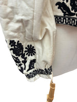 Load image into Gallery viewer, Free People Ivory and Black Embroidered Cropped Jacket, S
