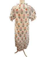Load image into Gallery viewer, Pink City Prints Puff Sleeve White with Pink and Orange Print Button Up Dress, XS

