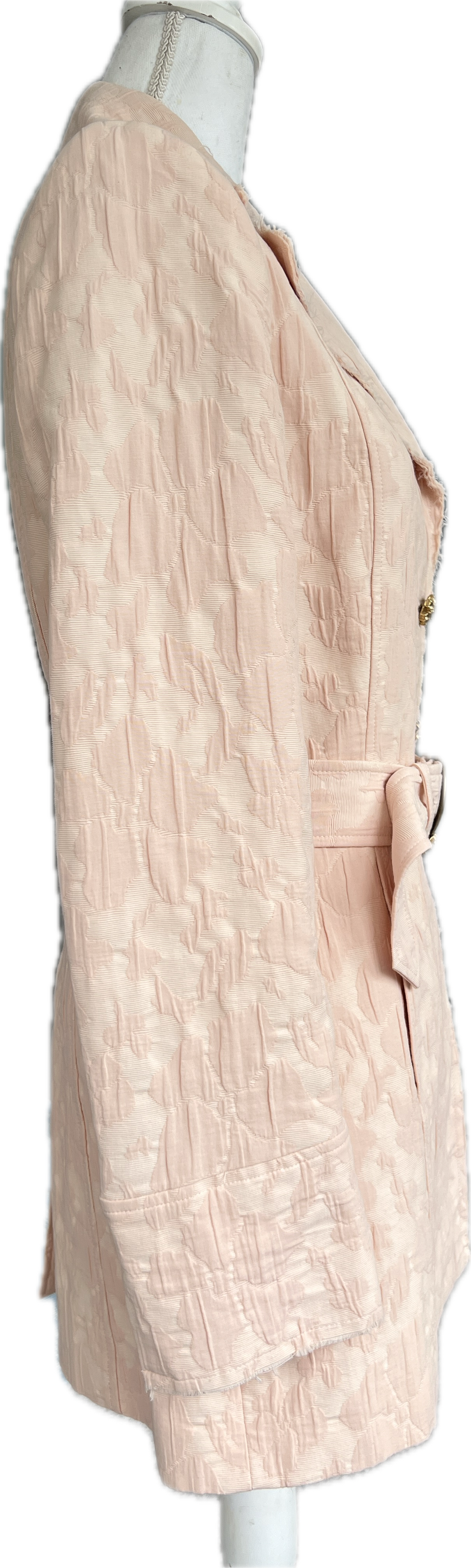 Motivi Vintage Pink Raw Edge Coat with Belt, 8