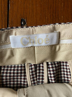 Load image into Gallery viewer, Chloé Burgandy and White Houndstooth Trousers, 40
