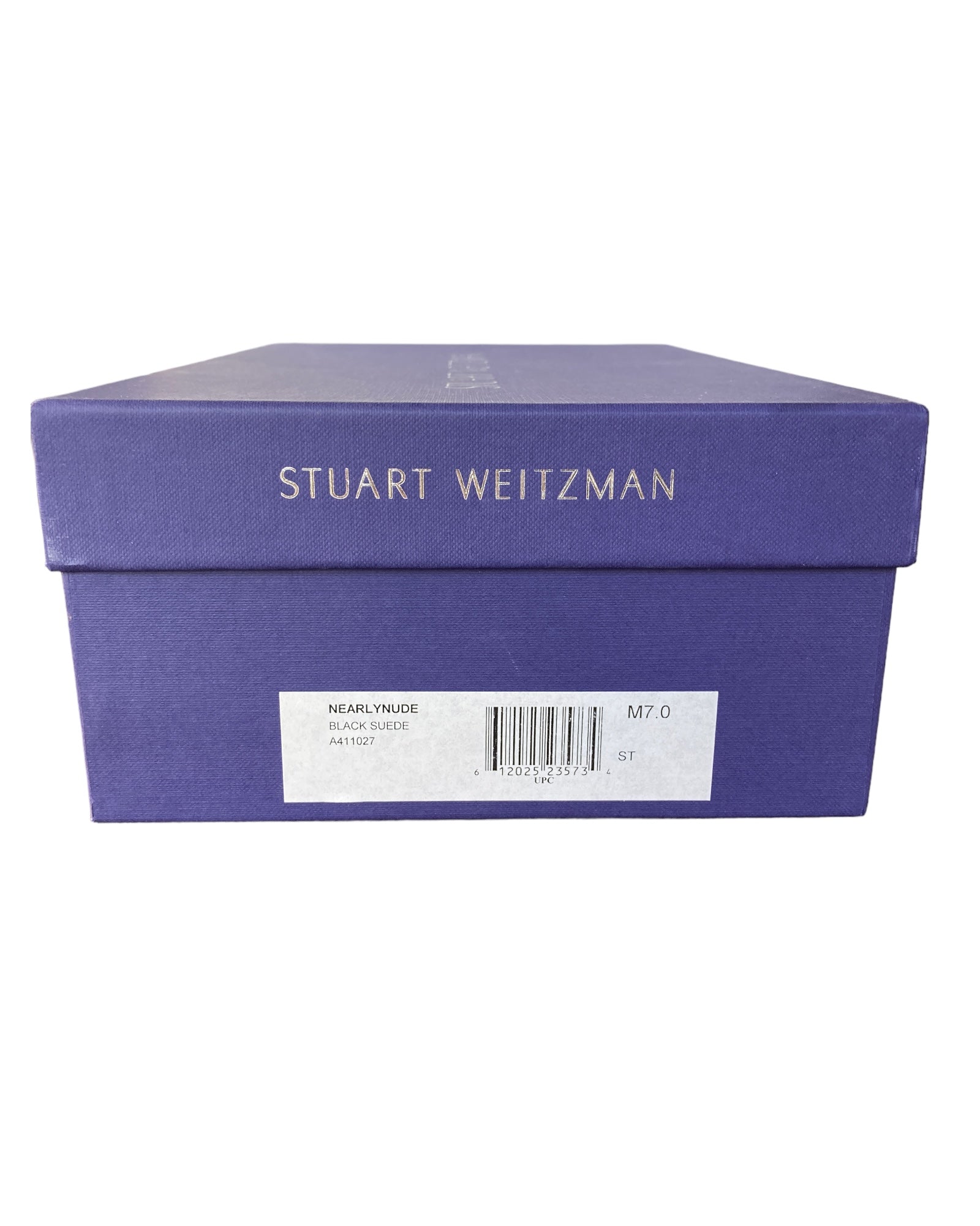 Stuart Weitzman Nearly Nude Black Suede Sandals, 7