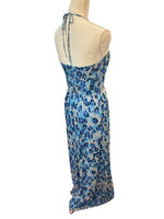 Load image into Gallery viewer, Bluegirl Blumarine Blue Animal Print Gown with Jeweled Detail, XXS
