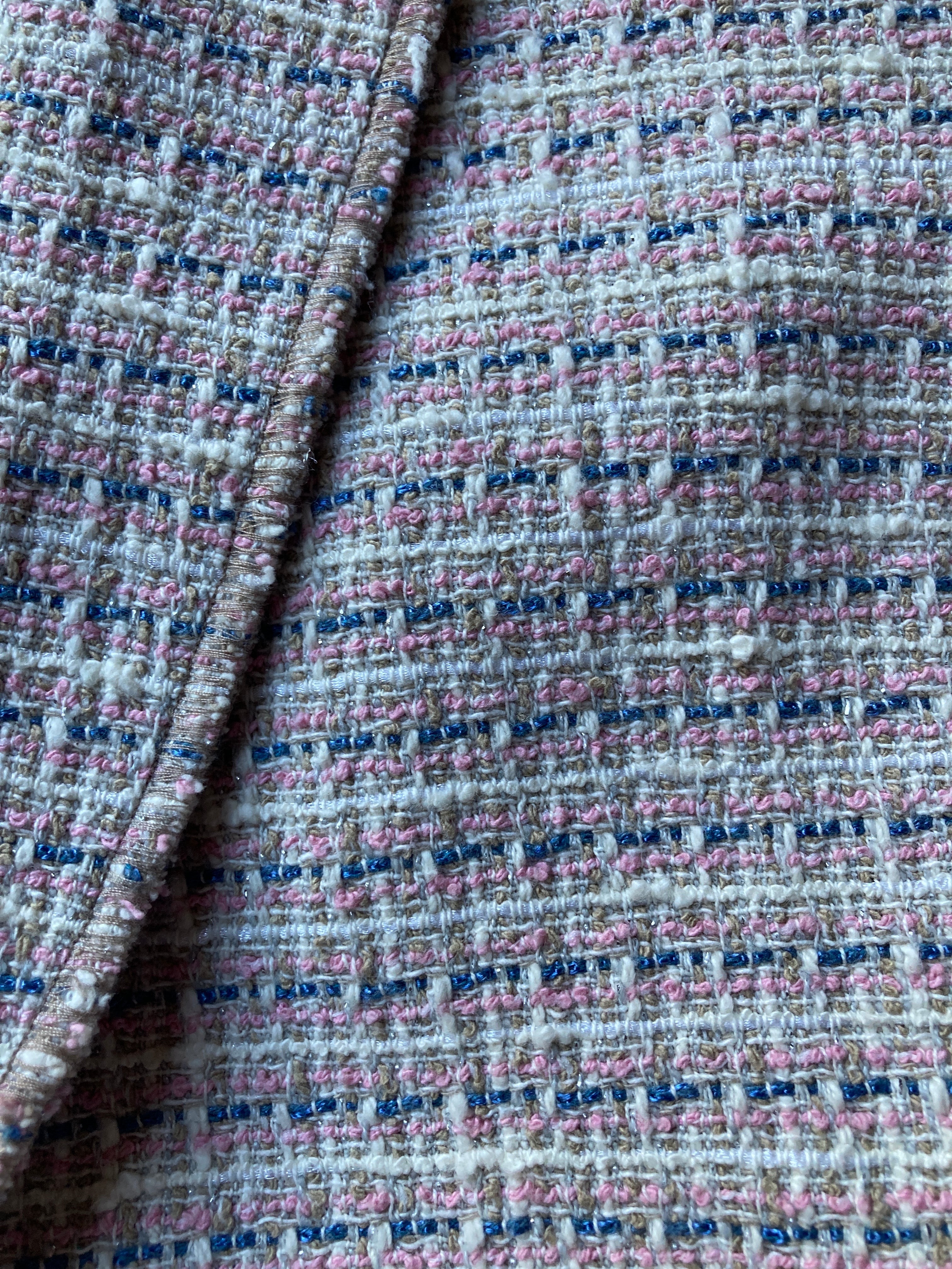 Worth Pink, Blue, Taupe and Ivory Tweed Blazer, 6