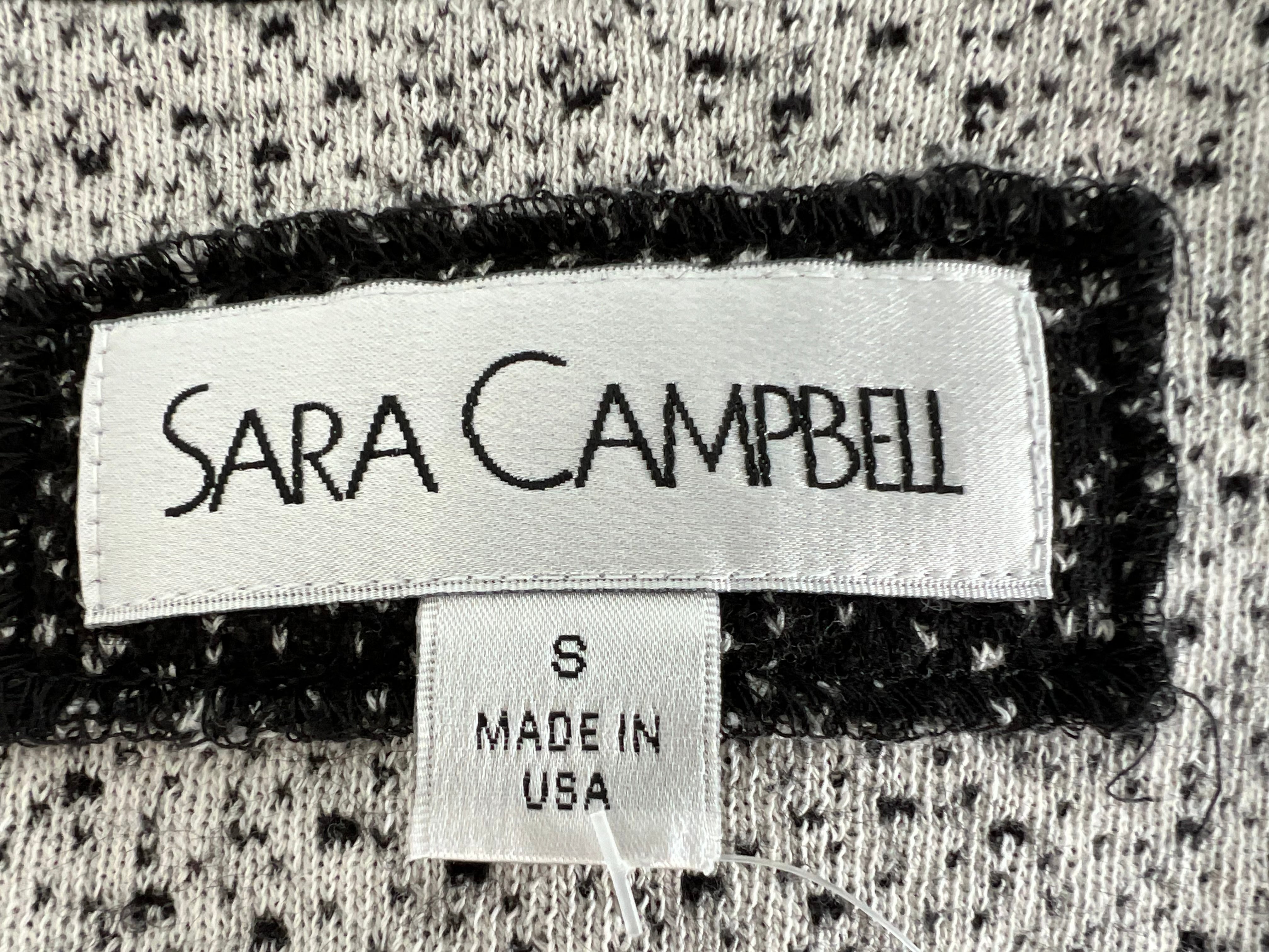 Sara Campbell Black and White Knit Wrap Sweater, 8