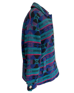 Vintage Cosecha Design Blue Aztec Print Coat, 14