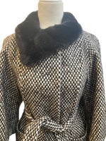 Load image into Gallery viewer, Armani Collezioni Vintage Houndstooth Coat with Rabbit Fur, 4
