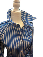 Load image into Gallery viewer, Platou Blue Striped Dress and Belt, with Tags, XS
