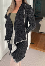 Load image into Gallery viewer, Sara Campbell Black and White Knit Wrap Sweater, 8

