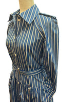 Load image into Gallery viewer, Platou Blue Striped Dress and Belt, with Tags, XS

