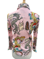 Load image into Gallery viewer, Tizzie Pink Dragon Print Shirt, S
