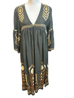 Load image into Gallery viewer, Greek Archaic Kori Black Feather Embroidered Mini Dress, XS
