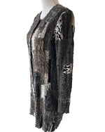 Load image into Gallery viewer, Lili Butler Grey Pattern Lightweight Silk Topper Coat, S/M
