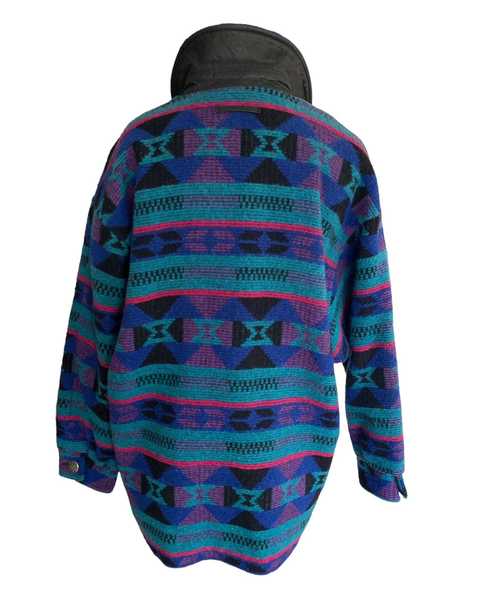 Vintage Cosecha Design Blue Aztec Print Coat, 14
