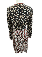Load image into Gallery viewer, Diane von Furstenburg Brown and Black Print Wrap Dress, 6
