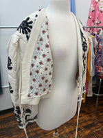 Load image into Gallery viewer, Free People Ivory and Black Embroidered Cropped Jacket, S
