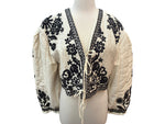 Load image into Gallery viewer, Free People Ivory and Black Embroidered Cropped Jacket, S
