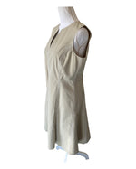 Load image into Gallery viewer, Lafayette 148 Rochelle Split Neck Sleeveless Khaki Cotton Blend Shift Dress, 8
