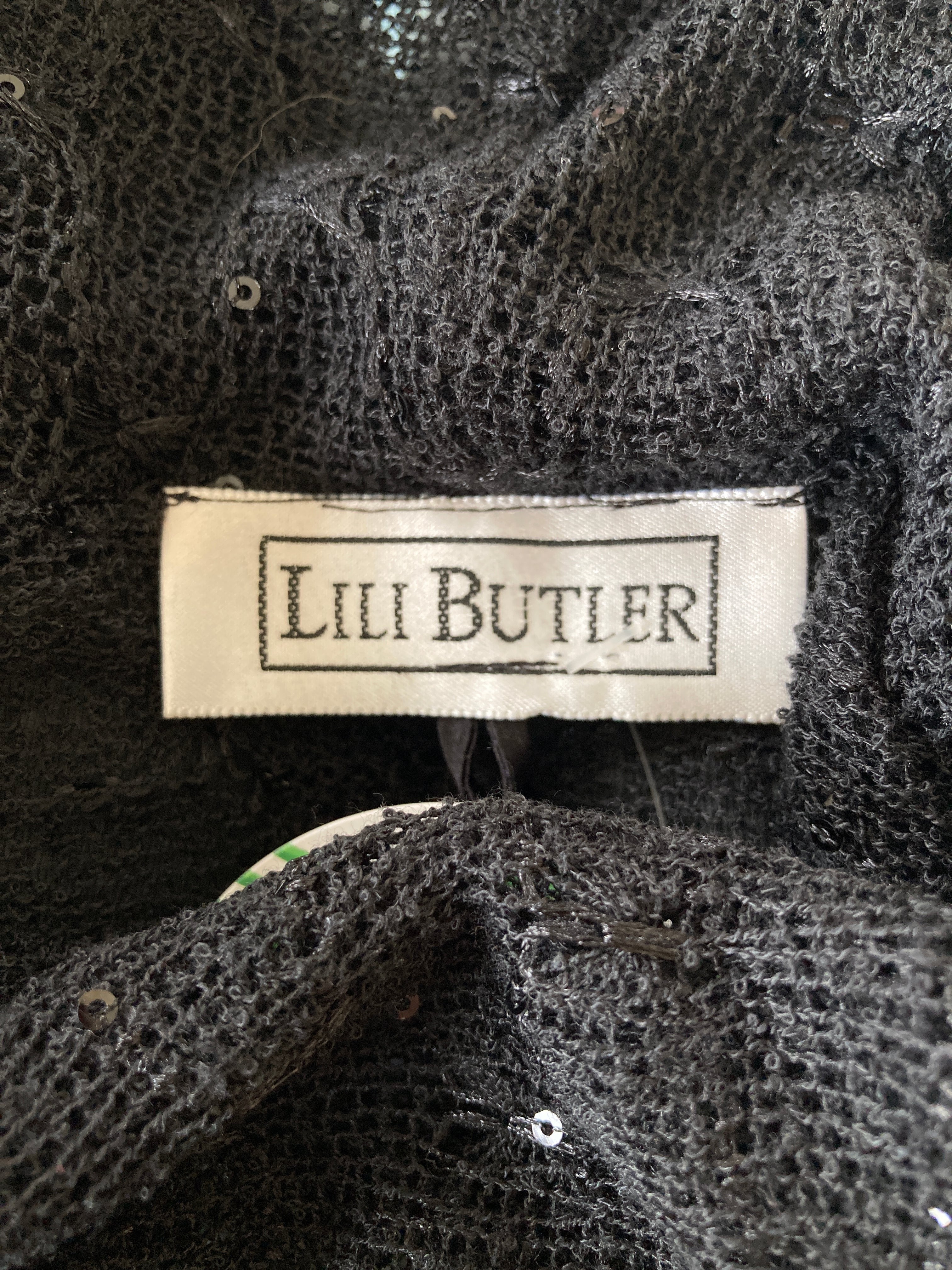 Lili Butler Black Cowl Neck Sheer Tunic, S/M