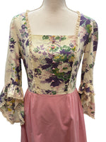 Load image into Gallery viewer, Vintage Handmade Purple Floral and Pink Maxi Dress, S/M
