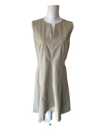 Load image into Gallery viewer, Lafayette 148 Rochelle Split Neck Sleeveless Khaki Cotton Blend Shift Dress, 8
