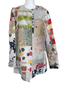 Lili Butler Silk Patchwork Lightweight Silk Topper Coat, M