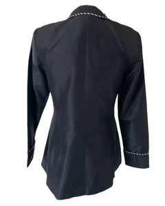 Richard K Tsao Black Silk Open Evening Jacket, XS