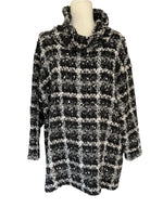 Load image into Gallery viewer, Lili Butler Black and White Textured Plaid Sweater Tunic, L
